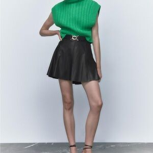 Zara Black Mini Skater Skirt for Casual Night Out